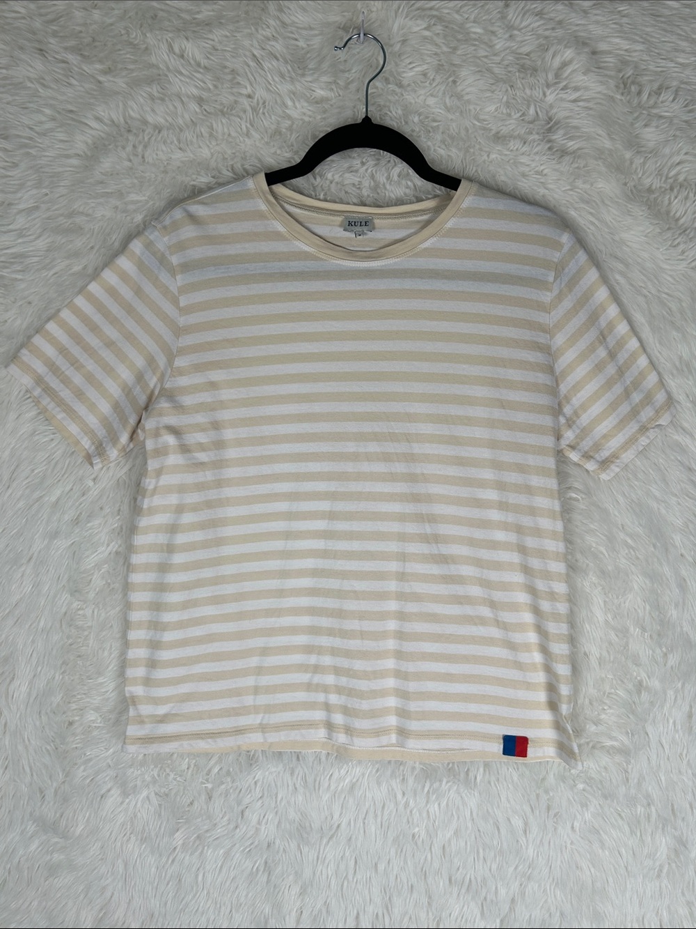 KULE Cream & White Striped Short Sleeve Tee